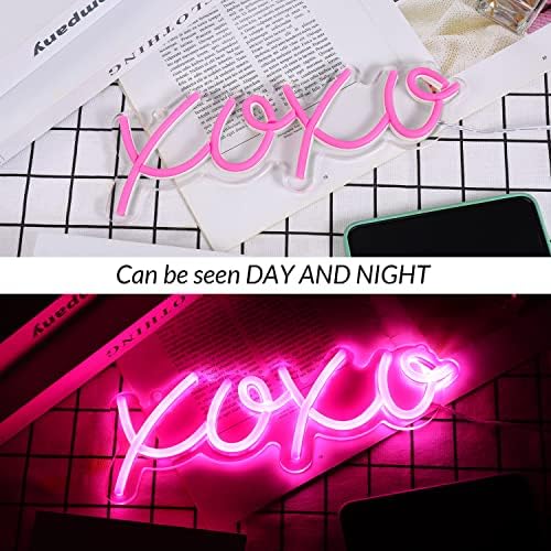 XOXO Неонски Знак, Затемнети Неонски Знаци ЗА Ѕиден Декор XOXO Осветлуваат Знаци USB Напојувани Розови Неонски Светла Знаци За Спална Соба
