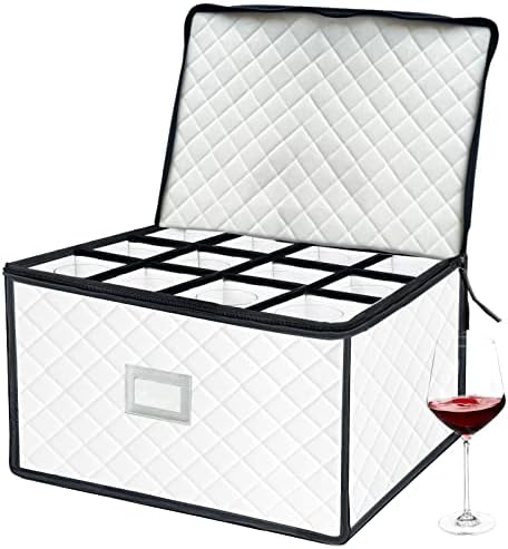 Xmasorme Вино Стакло Кутии За Складирање Со Разделувачи, Кина Контејнери За Складирање Градите, Држи 12 Вино Стакло Или Кристално Стакло Со Разделувачи