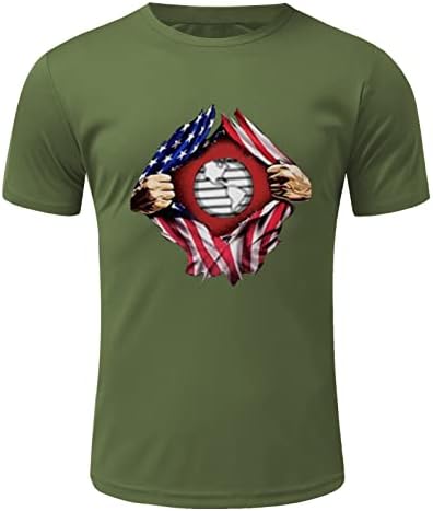 XXBR Менс војник со кратки ракави маици Патриотско американско знаме маичка Ден на независност на летото тенок фит мускулен мета врвови
