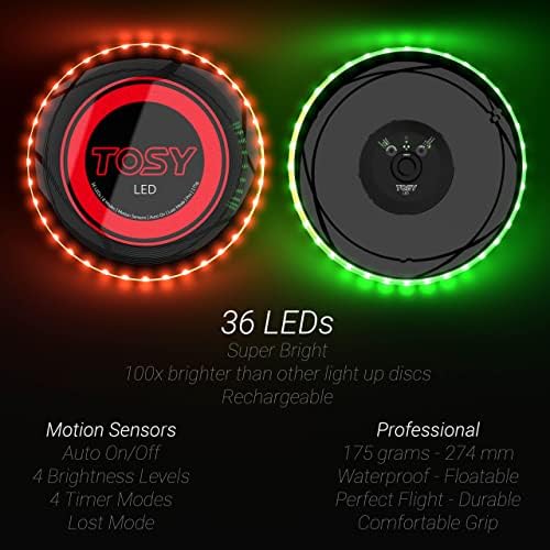3 од Tosy 36 LED дискови за летање - Екстремно светли, паметни режими, сјај во темница, автоматско осветлување, пополнување, совршен подарок