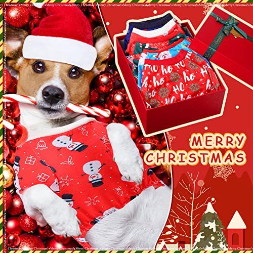 Xuniea 6 парчиња Божиќ куче пижами Божиќ скок санта снежен човек новогодишно елка миленичиња пижами празник облека кучиња кученце