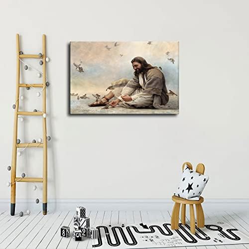 Исус и врапчиња Wallидна уметност Христос Бог сликање постери и отпечатоци декоративни wallидни уметнички слики за дневна соба