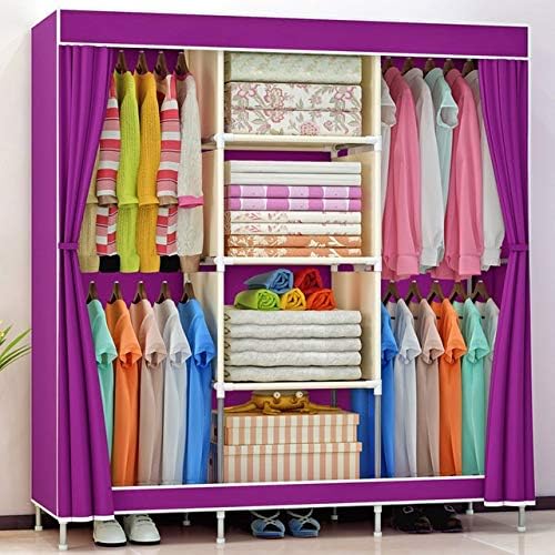 WSSBK Голем капацитет не ткаени крпа гардероба преклопна преносна гардероба облека за складирање плакарот за домашен мебел за домашен мебел