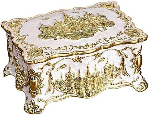 Античка Кутија За Накит Со Огледални Двослојни Замоци(Големи 7,5 X5, 5 X3, 5) - Викторијански Организатор За Складирање Метални