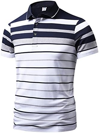 Летни поло маици за мажи обични кратки ракави, врвови на вратот, лабав, вклопуваат спортски голф Полос Туника врвови