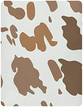 Алаза кафеава крава печатена креветчиња за припишување опремени листови за басинет за момчиња бебе девојчиња дете, стандардна големина