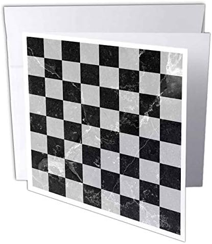 3дроза Слика На Црно-Бел Мермер Текстура Шаховска Табла-Честитка, 6 на 6 инчи