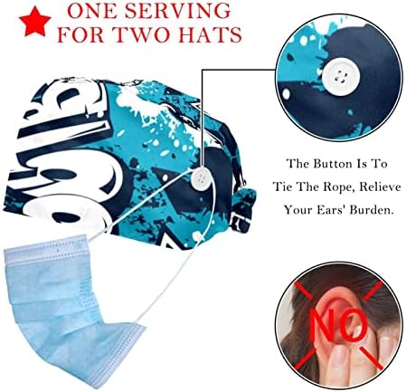 2 парчиња работни капачиња со копчиња од тиква вратоврска грб буфан капи за дишење на косата, фудбалска сина шема
