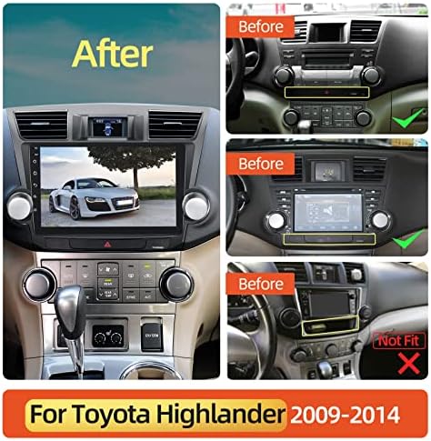 [2g+32G] Автомобилско Радио за Toyota Highlander 2009-2014, 10,1 инчи Екран На Допир Андроид Автомобил Стерео, Apple Carplay/Android Auto/1080P/Hi-Fi