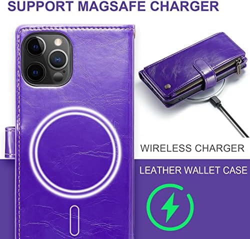 Куќиште За Магнетен Паричник Caseme Дизајнирано За Iphone 12 Pro Max Flip Случај, Компатибилен Со Полнач MagSafe, Заштитна Футрола За Патент