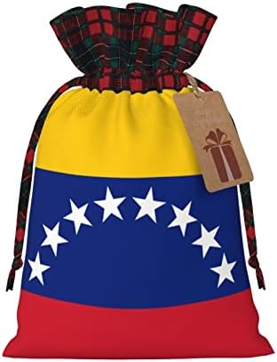 Алгоби Божиќни Торби За Подароци Со Врвки Знаме На Венецуела-Гордата Биволска Карирана Чанта За Влечење Ги Фаворизира Чантите