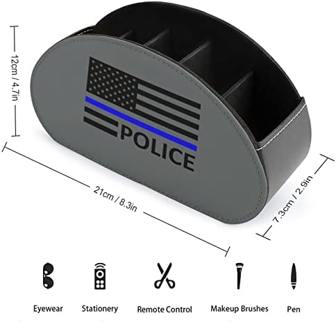 Американска Сина Линија Полициско Знаме Стп Кожен Држач За Далечински Управувач Кутија За Складирање На Организаторот На Организаторот Со