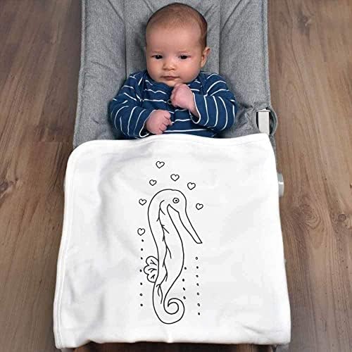 Азиеда „Seahorse & Hearts“ памучно бебе ќебе/шал