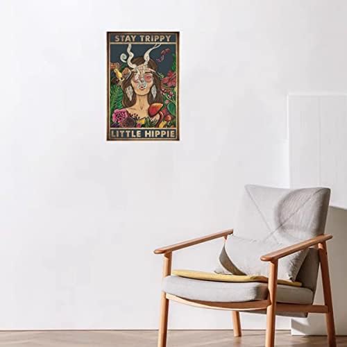 Девојче остани трипи, мал хипи метален калај знак постер за градина спална соба дневна соба дома декор калај знак ретро гроздобер