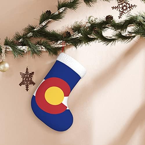 QG ZZX Божиќни чорапи со бело супер меко каден манжетно знаме на Колорадо Божиќни чорапи Божиќни украси порибување
