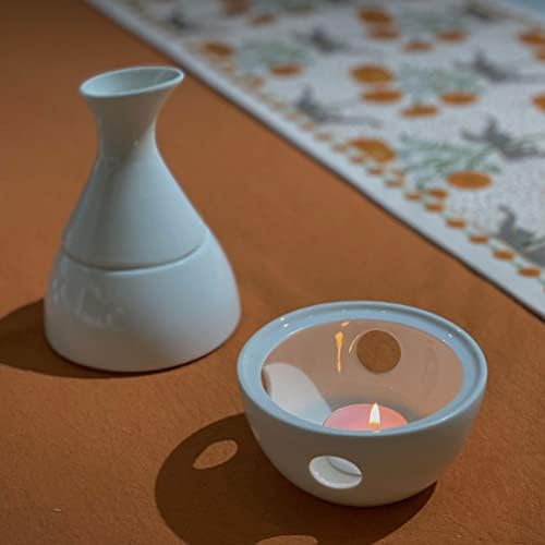 Комплети за есенцијално масло од Doitool 1 сет на керамички вино потопло јапонски стил керамички шише керамика за време на потопло вино чај