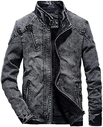 Менс тексас јакна цврста машка фармерки палто моден штанд облека бомбашка јакна