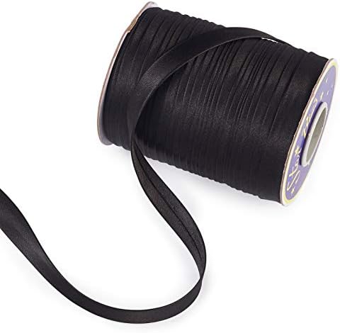 Kissitty 73 јарди црна единечна лента за пристрасност 5/8 единечен полиестер сатен лента за шиење на залевање на врзани за врзување на цевководи за цевки