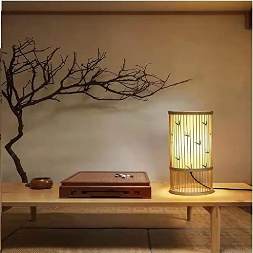 Орев кинески стил табела ламба рачно изработена дрвена бамбус светлина ноќ за дневна соба спална соба домашна студија Зен