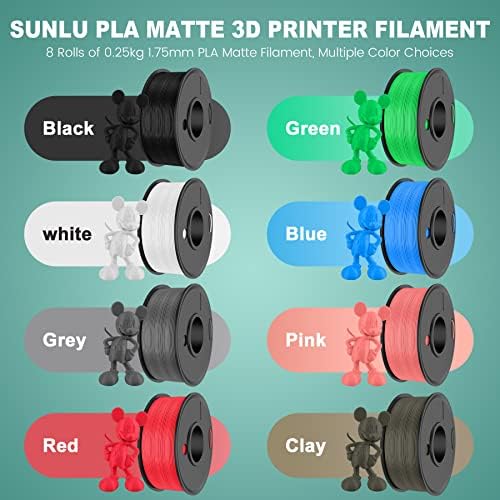 Филамент за печатач на Sunlu 3D, пакет на филаментот PLA Matte и 3D печатач за градење површина (9,25 * 9.25inch）, 1,75 mm PLA FILAMENT