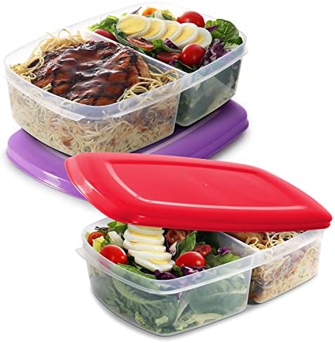 Зилпоо 2 Пакет - 1 Контејнер За Подготовка На Оброци Со Капак, Пластична Кутија за Складирање Храна За Повеќекратна Употреба,