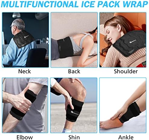 Релексико XXL колено мраз пакет завиткајте околу целото колено по операцијата, еднократно гел мраз пакет за повреди на коленото, голем