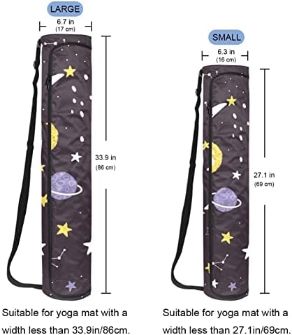 Вселенски планети starsвезди и комети јога матни торби со целосна зипска торба за жени за жени, вежбање јога мат носач со прилагодлива