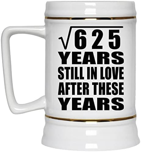 Дизајнирајте 25-Годишнина Квадратен Корен од 625 Години Сеуште Во Љубов, 22oz Пиво Штајн Керамички Танкард Кригла Со Рачка За