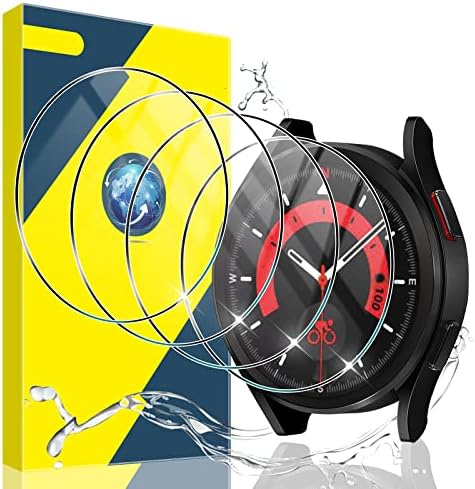 [4 пакет] Компатибилен за Samsung Galaxy Watch 5 Pro 45mm заштитник на екранот Tempered Glass, YMHML водоотпорен 9H тврдост [No-Bubbull]