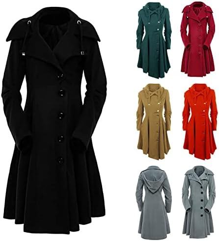 Зимски женски зимски скут тенок палто ров јакна со долга палто за палто за палто