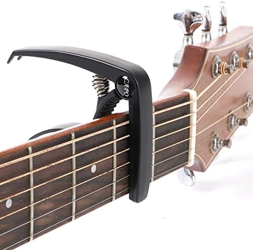 Гитара капо приемник за акустична електрична гитара бас -укулеле виолина и повеќе со 12 -тина гитара и крпа за бришење гитара