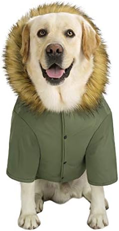 Големо куче мијадодо, со палто со качулка од јакна Зимски водоотпорна, рефлексивна облека со топла кучиња облека дебела постепена за средни големи кучиња, со висти?