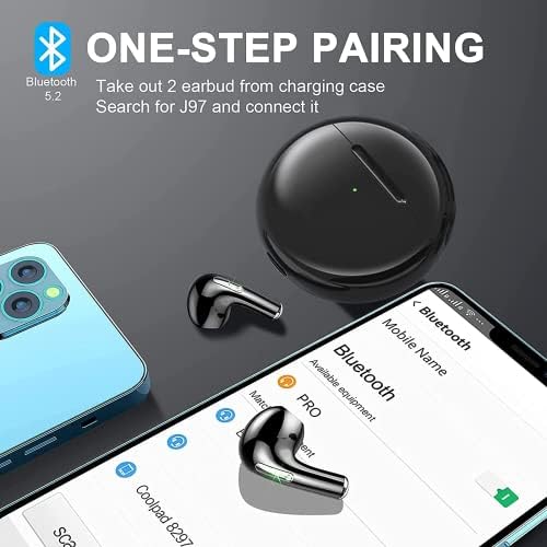 Безжични Bluetooth 5.2 Слушалки за ушни ушни уши во уво, брзо полнење случај безжични уши длабоки бас со микрофон, контрола на