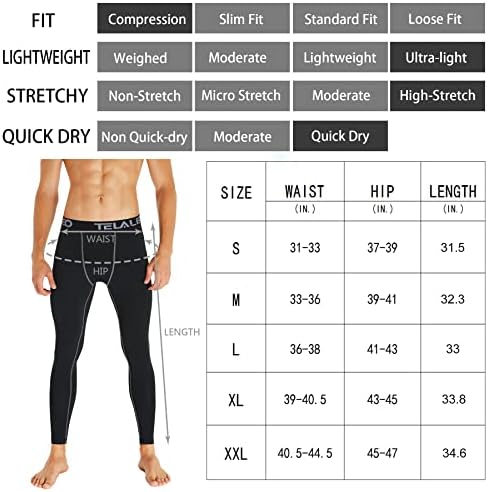 Телелео 6, 5 или 4 пакуваат машки компресивни панталони за компресивни хеланки спортски хулахопки перформанси атлетски тренингот на