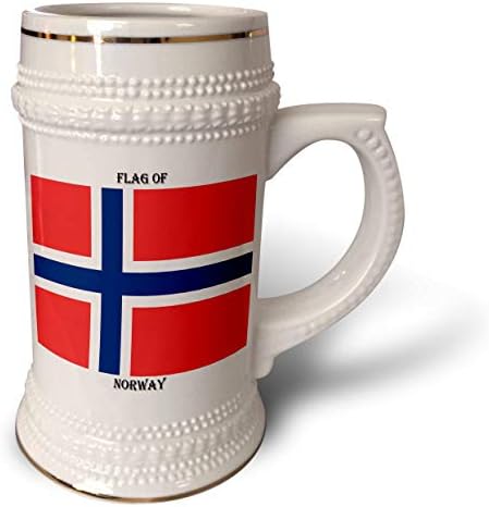 3drose знаме на Норвешка - Штајн кригла, 18oz, 22oz, бело