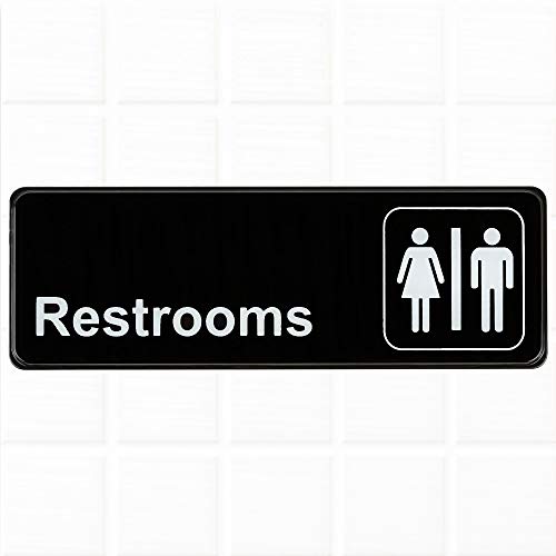 Знак за тоалети - црно -бело, знаци за тоалети од 9 x 3 -инчи за врата/wallид, знаци за тоалети/знаци за бањи од Тецорио