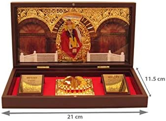 Goldgiftideas 24k злато позлатена декоративна саи баба фото рамка со charan paduka, индиски ретуниски подароци за Поја, Садгуру Саи