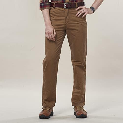 Мажите опуштени вклопени обични памучни пантолони чино рамни предни класични панталони со лесен деловен удобност панталони