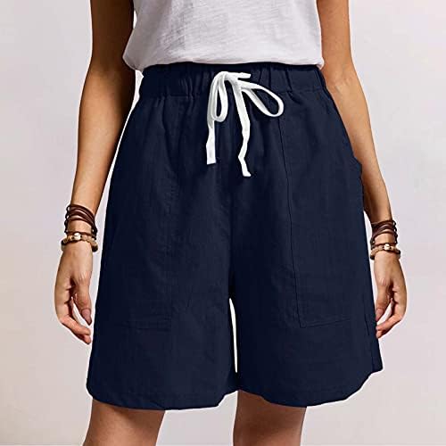 Seaintheson женски летни пот удобни шорцеви случајни шорцеви женски френулум цврсти џебови за влечење модни панталони лето