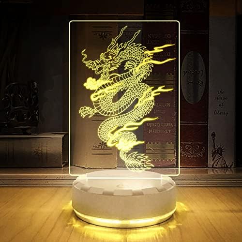 Екран за предводена просторија на кинески змеј, маж, пештерска ламба, декор за домашна спална соба, ноќно светло со повеќе бои, подарок