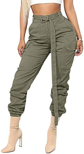 Roosенски женски високи половини, панталони со џогер, панталони на отворено со џебови
