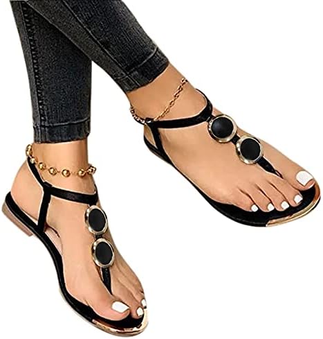 Куки сандали за жени случајни летни удобни патенти рамни сандали плажа за плажа Сандали чевли жени Sandals sandals flip flips црно
