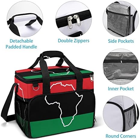 Афроамерикански знамиња Изолирана торба Преносна мраз кутија ладилни пакувања со рамо со страничен џеб за намирници за купување