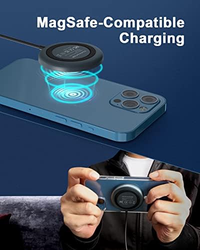 Магнетски безжичен полнач - Нанами Брза безжична полнење подлога за полнење Маг Безбеден полнач за мобилни телефони за полнач Magsafe/iPhone 14/14