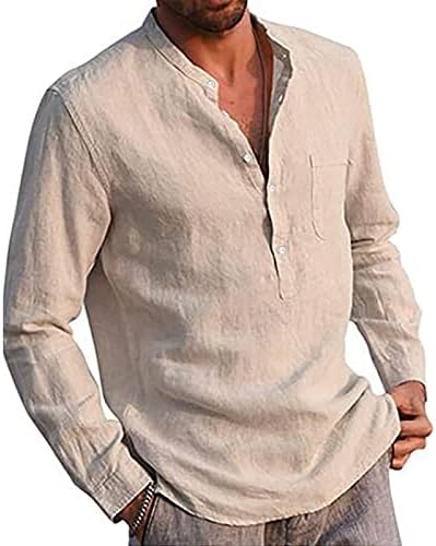 Кошули со постелнина на зефтим за мажи со долги/кратки ракави на ракави надолу кошули со фустани Обични обични тенок фит кошули