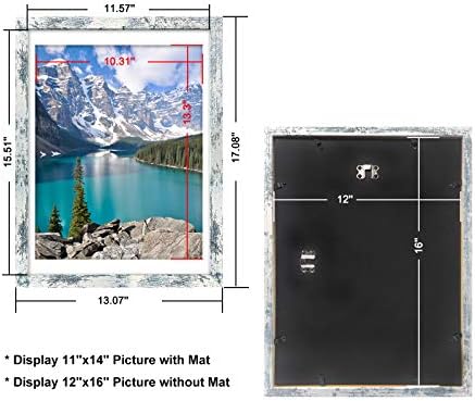 Амгини 12х16 рустикални рамки за слики со оглед на прикажување на 11x14 слики со мат или 12 x 16 без мат фарма куќа потресен стил дрвени