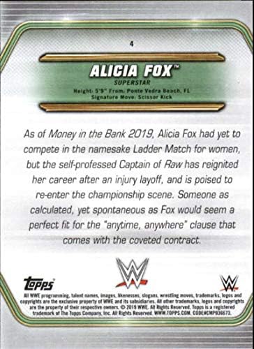 2019 Топс WWE Пари Во Банката 4 Алиша Фокс Борење Тргување Картичка
