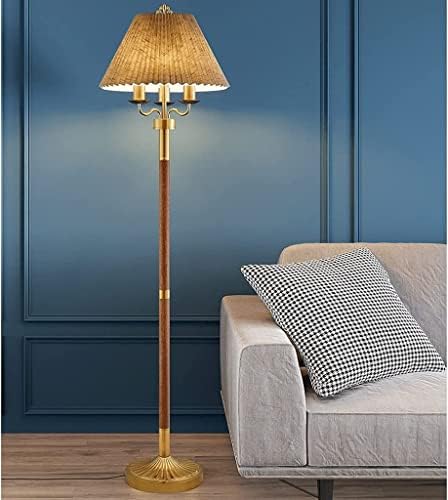 Стоечка ламба стоечка ламба гроздобер класична подна ламба со 3-глава плетена ткаенина сенка Елегантна висока столб за дневна соба