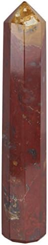 Ексел Јаспер црвен обелиск Кристал кула заздравување Реики Камен точка Природна духовна фацетирана скапоцен камен -камења Енергетски