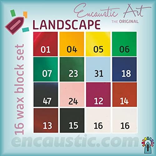 Енкаустична уметност Оригиналниот сет на избор на земјиште од 16 -екоустични восочни блок бои -Бејс восок за материјали за енкаустична